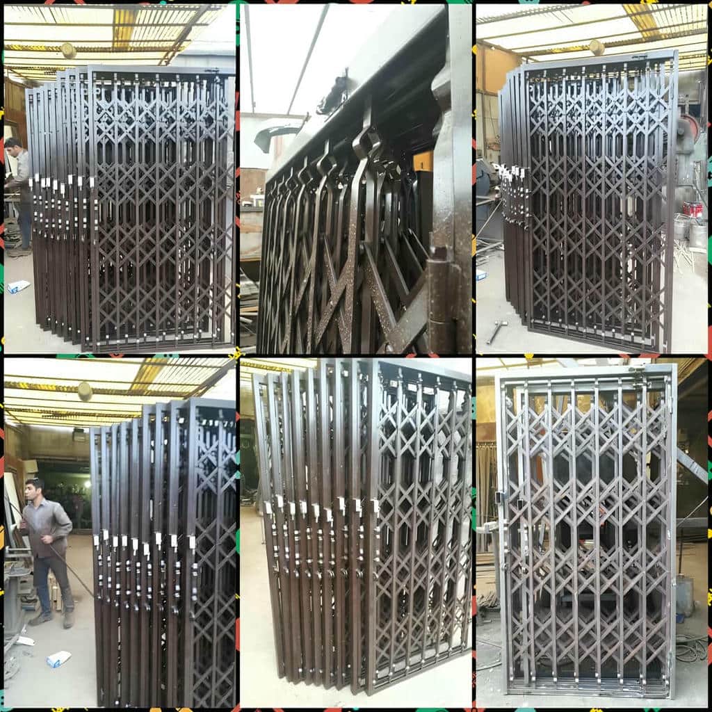 سفارش درب آکاردئونی سلطنتی گل دار در یزد متناسب با ابعاد ورودی