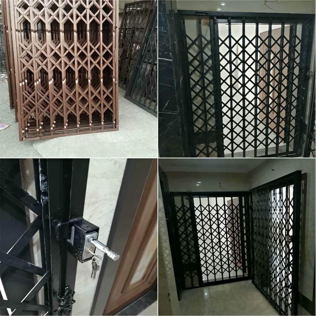 اجرای حفاظ آکاردئونی درب واحد مسکونی در یزد با قفل مناسب