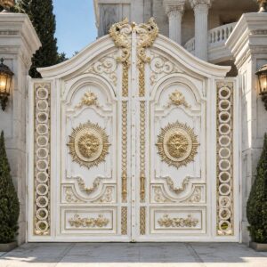10 طرح درب حیاط سفید طلایی در یزد