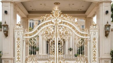 11 طرح درب فلزی باغ دو لنگه در یزد