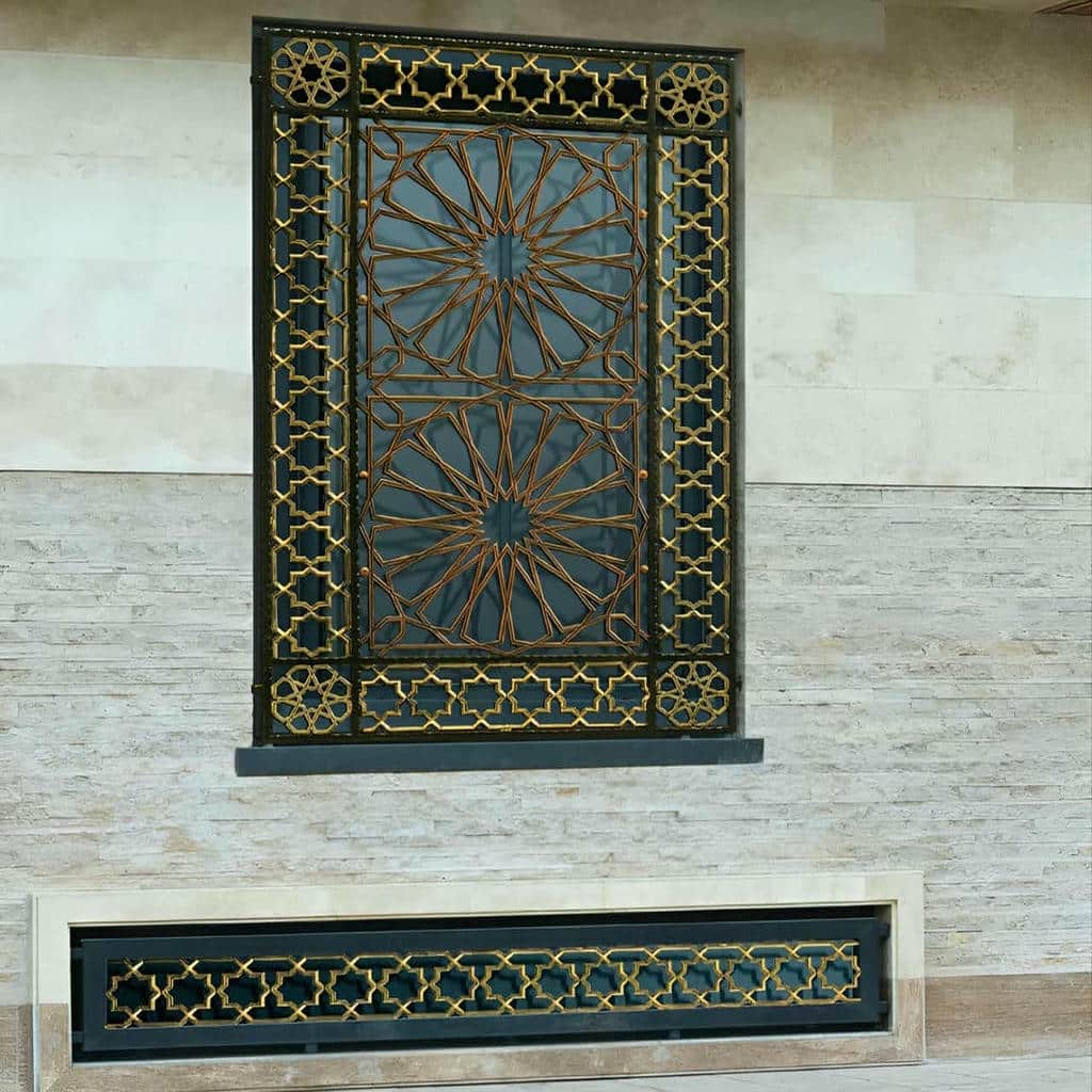 خرید حفاظ پنجره مدرن شبکه هندسی با پروفیل آهنی در یزد