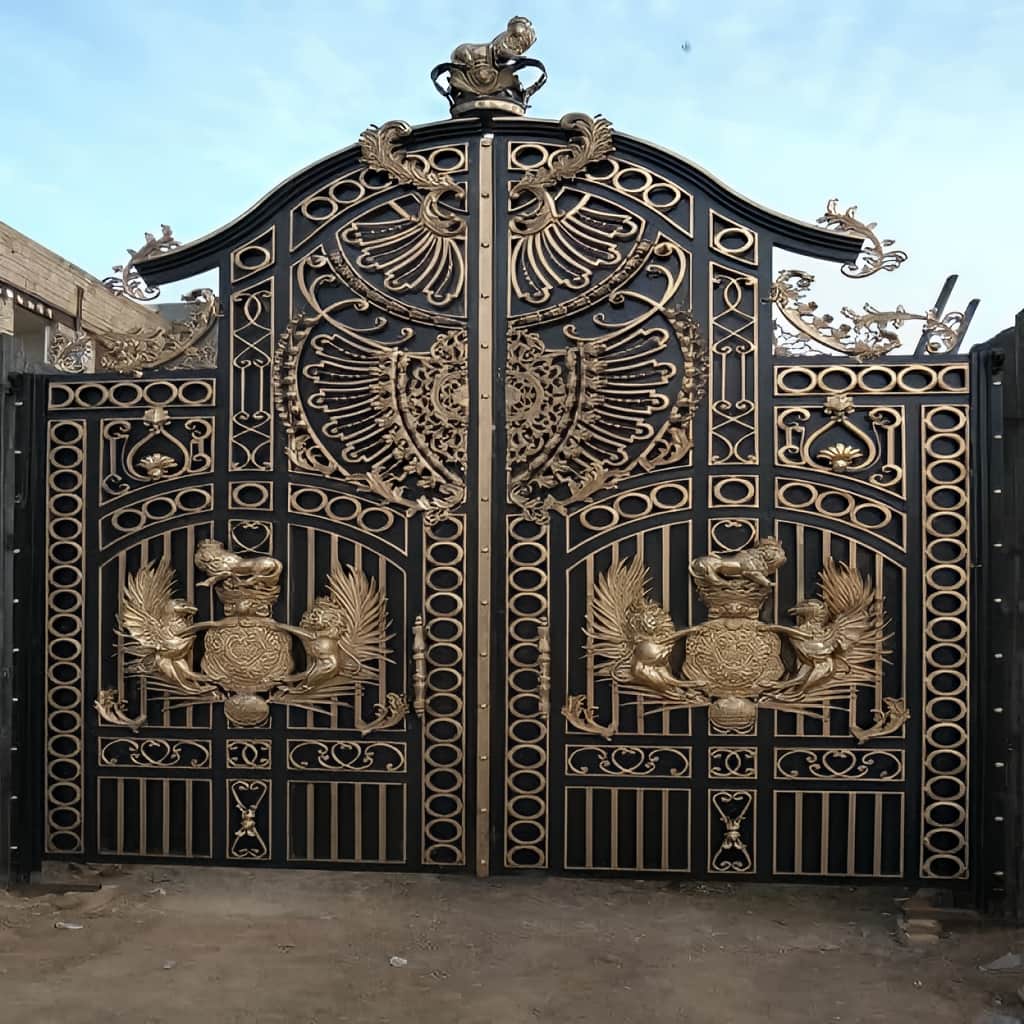 درب ویلایی برش لیزری طرح هندسی با حریم خصوصی در یزد