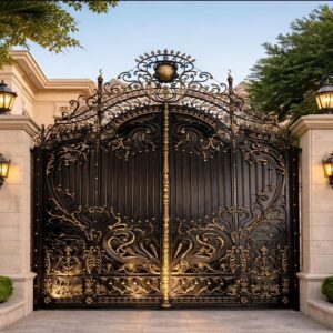 8 مدل درب پارکینگ طرح چوب ترموود در یزد