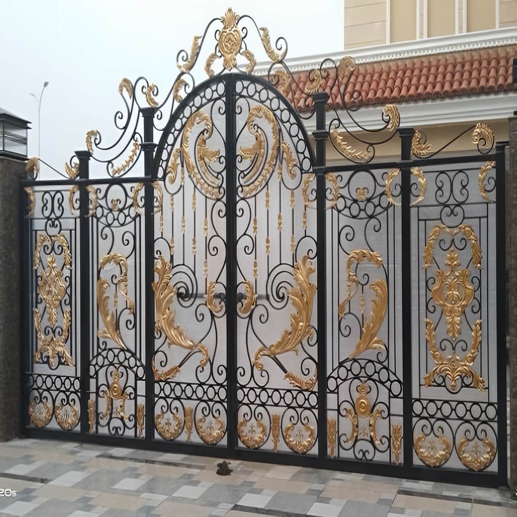 ساخت درب پارکینگ کلاسیک کتیبه دار ورق دار در یزد ساخت درب پارکینگ کلاسیک کتیبه دار ورق دار در یزد