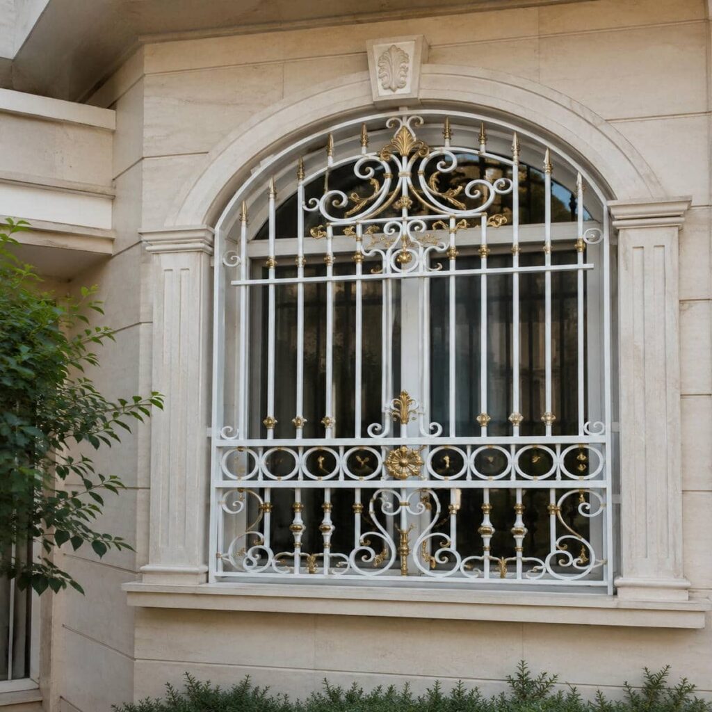 نصب حفاظ پنجره ویلایی نمای باغ با قاب آهنی در یزد