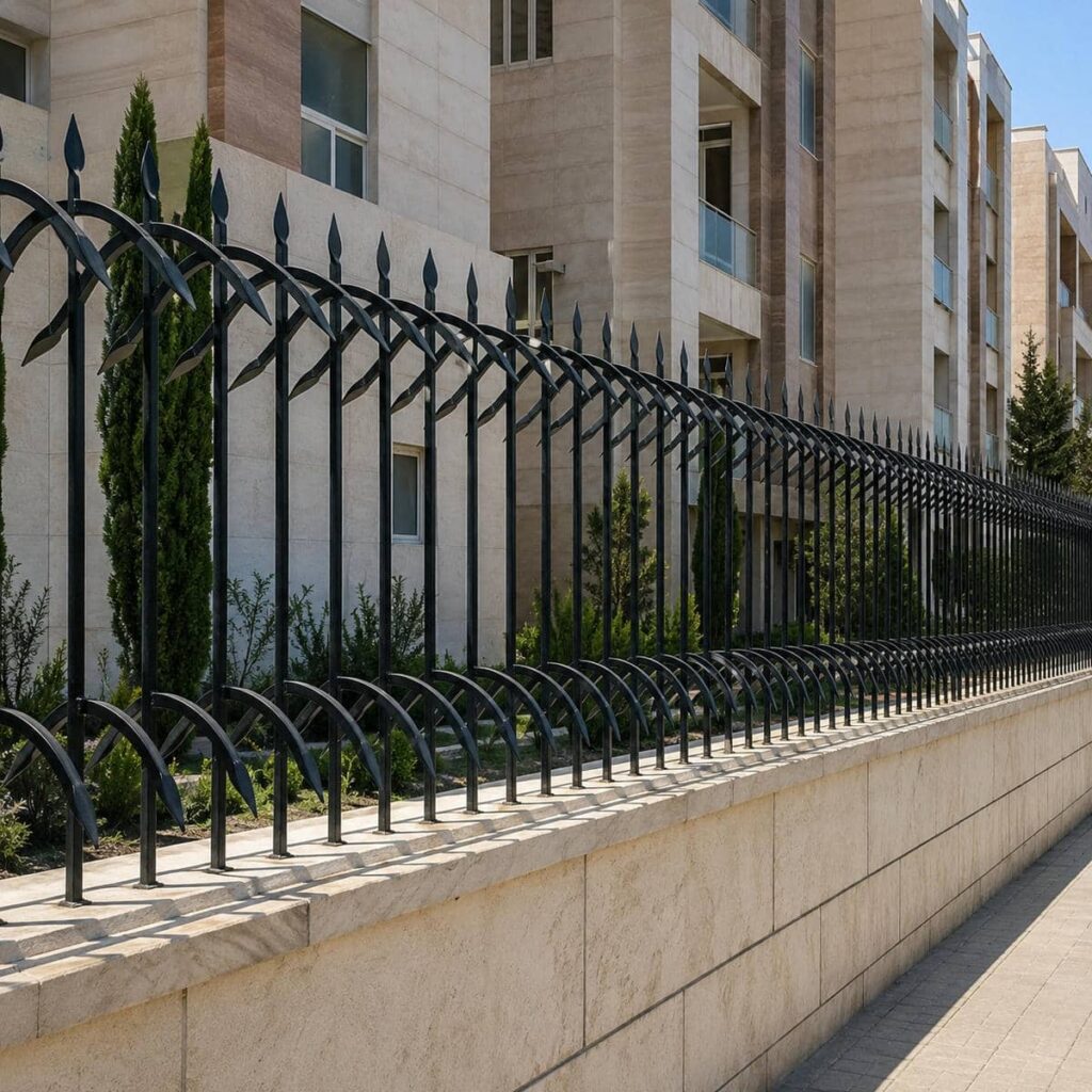 نرده روی دیوار با پوشش مشکی یکدست
