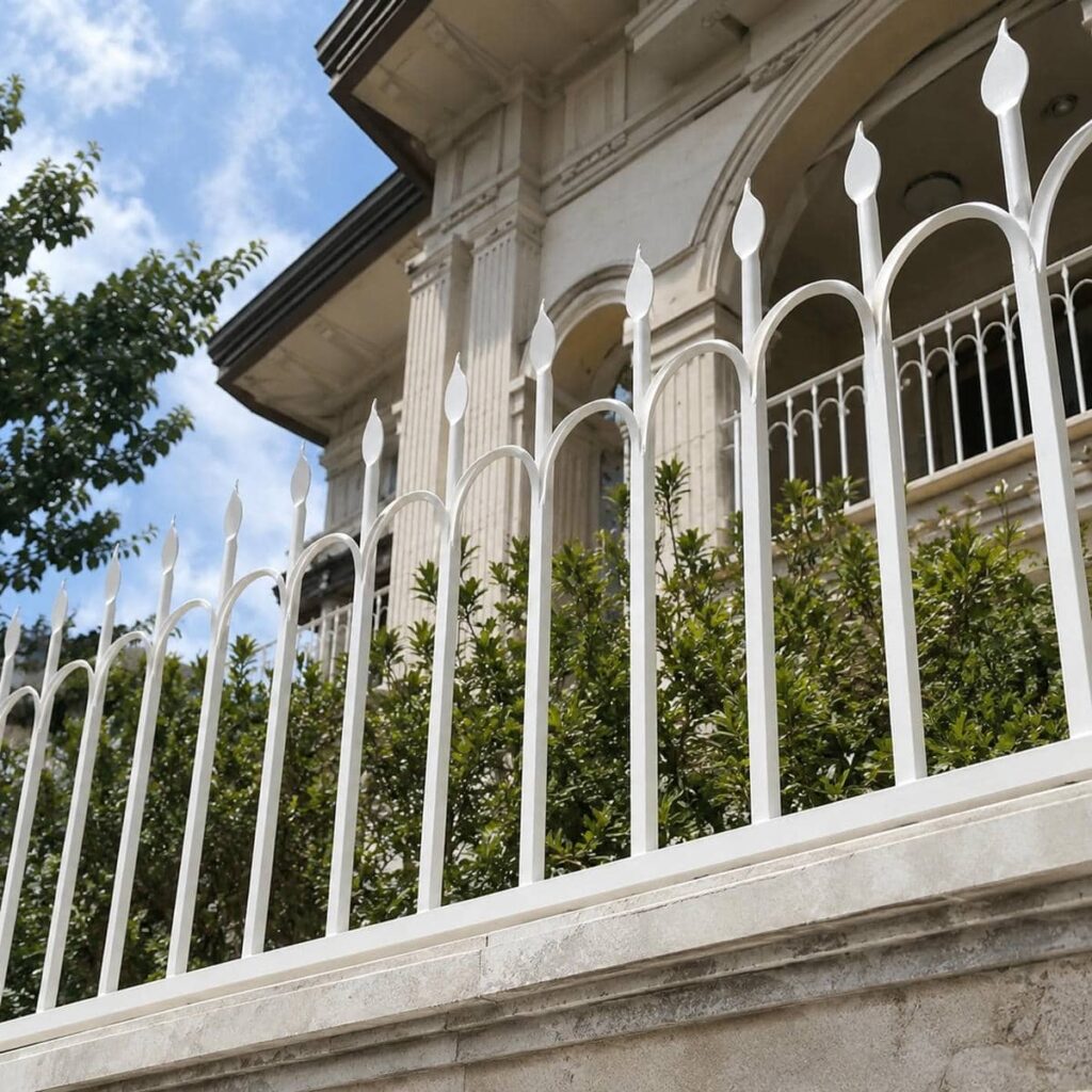 نرده روی دیوار کلاسیک روی نمای سنگی یزد
